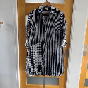 Finley Women's Black and White Striped Button Down Dress